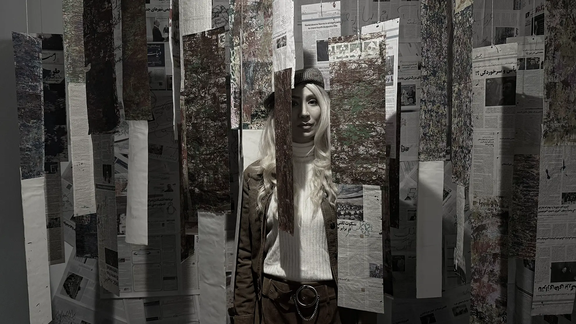 Layered archival paper installation exploring memory and narrative